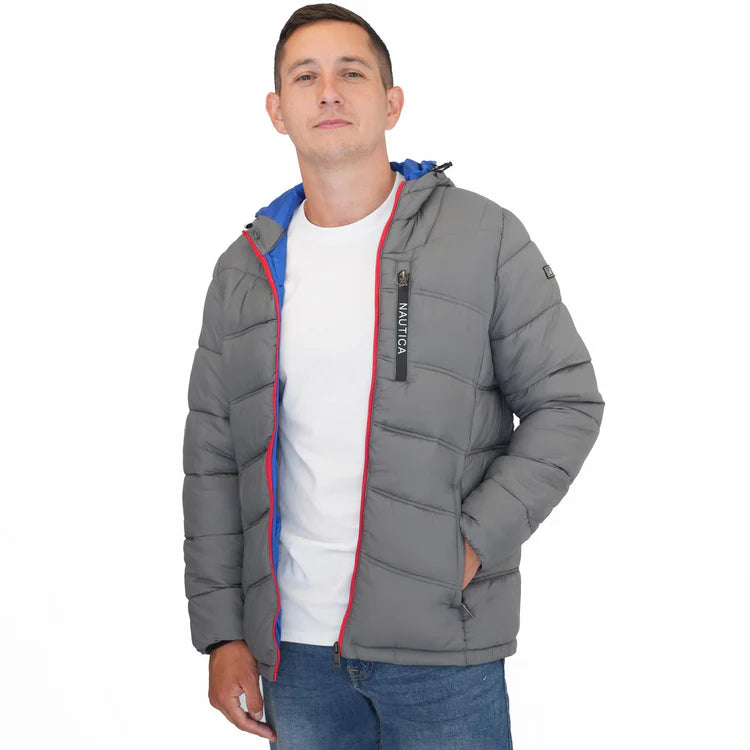 Nautica Performance N83 Hooded Puffer Jacket Grey