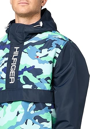 Tommy Hilfiger Chaqueta cortavientos retro ligera Taslan con capucha Popover resistente al agua