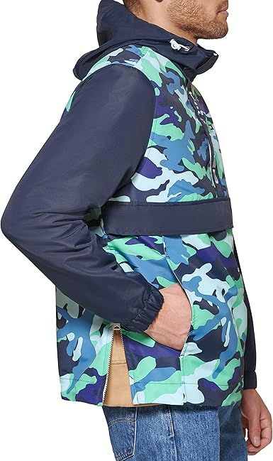 Tommy Hilfiger Chaqueta cortavientos retro ligera Taslan con capucha Popover resistente al agua