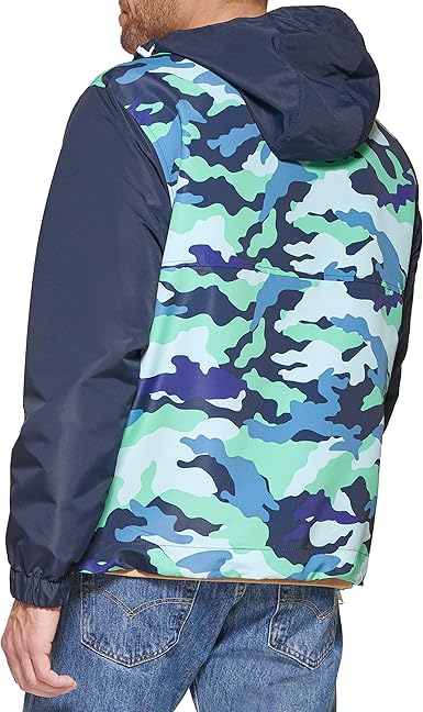 Tommy Hilfiger Chaqueta cortavientos retro ligera Taslan con capucha Popover resistente al agua