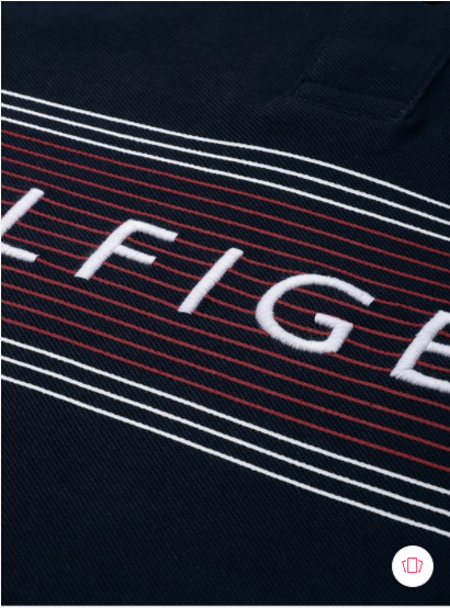 Tommy Hilfiger Camiseta de algodón puro con cuello polo y logotipo de marca bordado