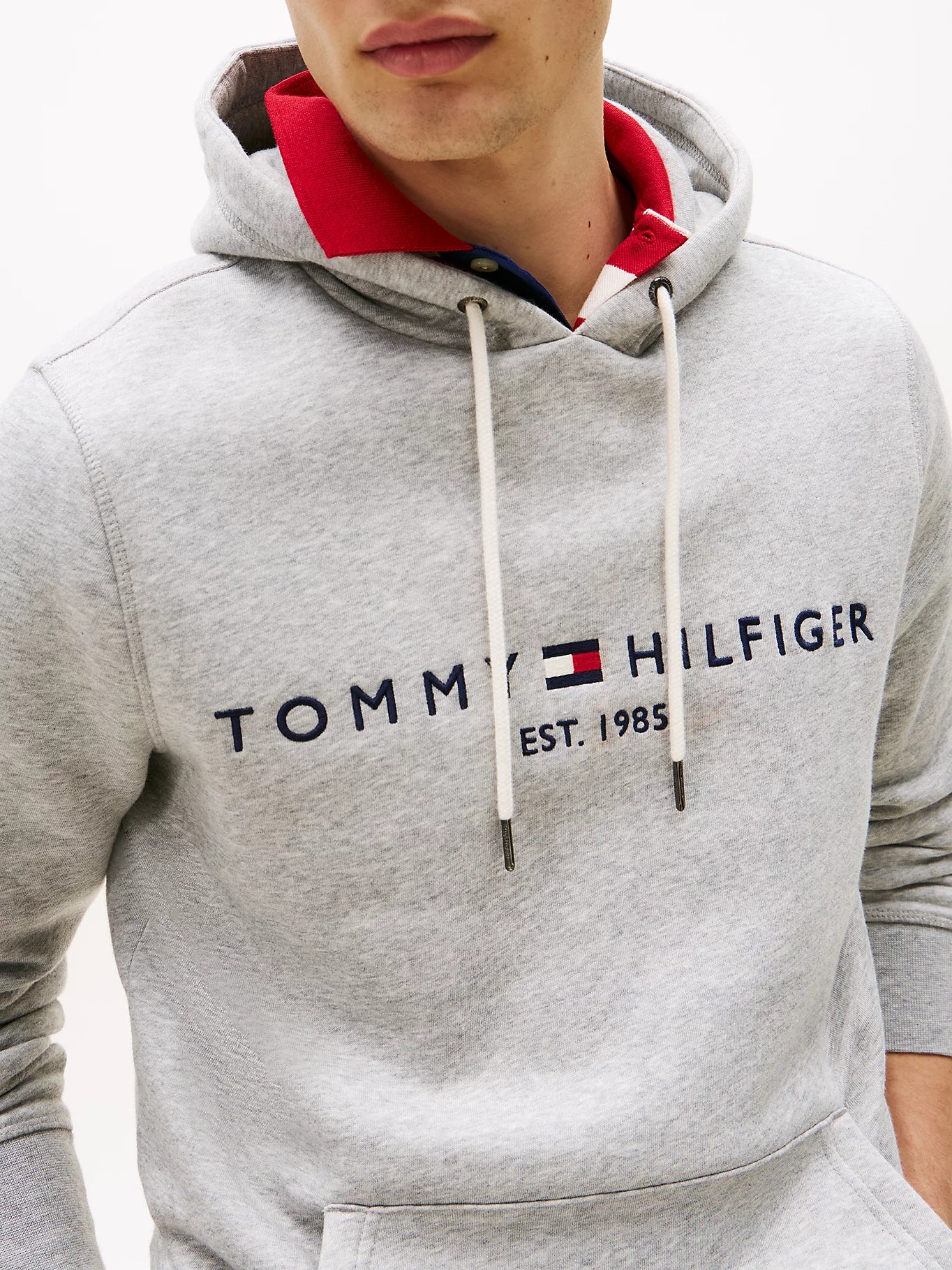 Tommy hilfiger Sudadera de felpa de algodón elástico con capucha y logo
