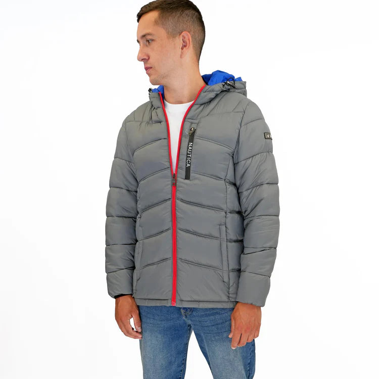 Nautica Performance N83 Hooded Puffer Jacket Grey