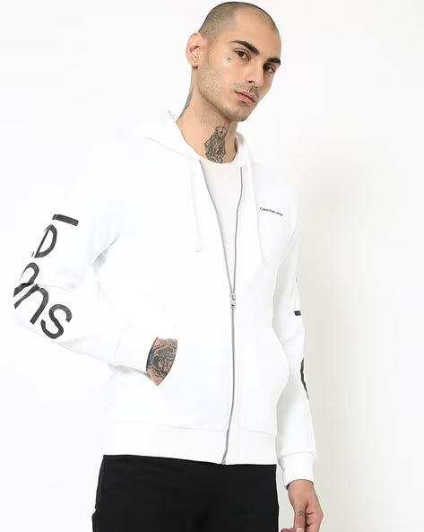 Calvin Klein Brand Print Zip-Front Hoodie