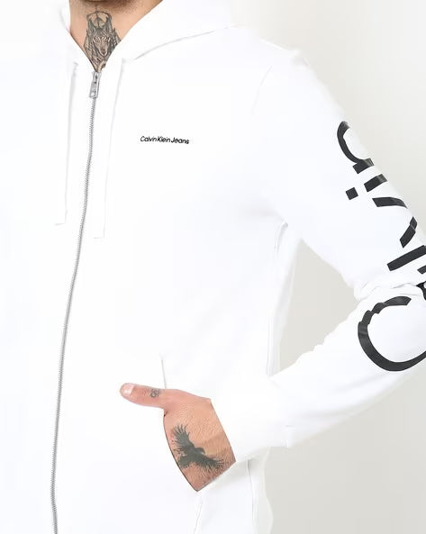 Calvin Klein Brand Print Zip-Front Hoodie