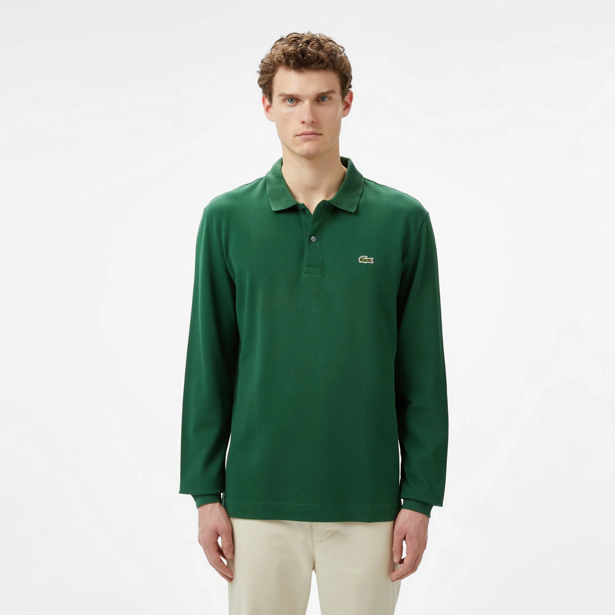 Lacoste Polo de manga larga de corte regular de algodón