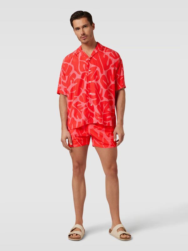 Boss Camisa casual con estampado integral en color rojo