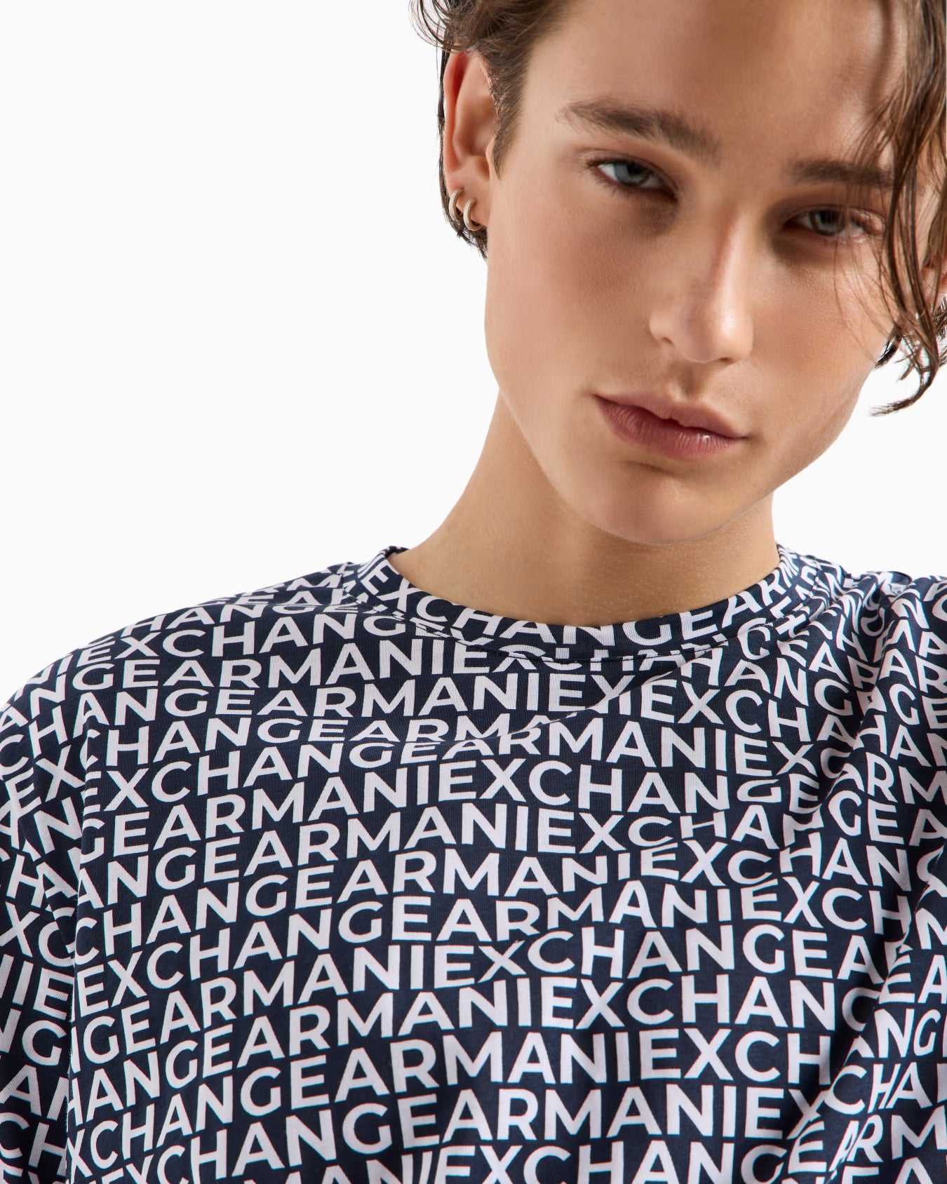 Armani Exchange Camiseta regular fit en algodón Monogram integral