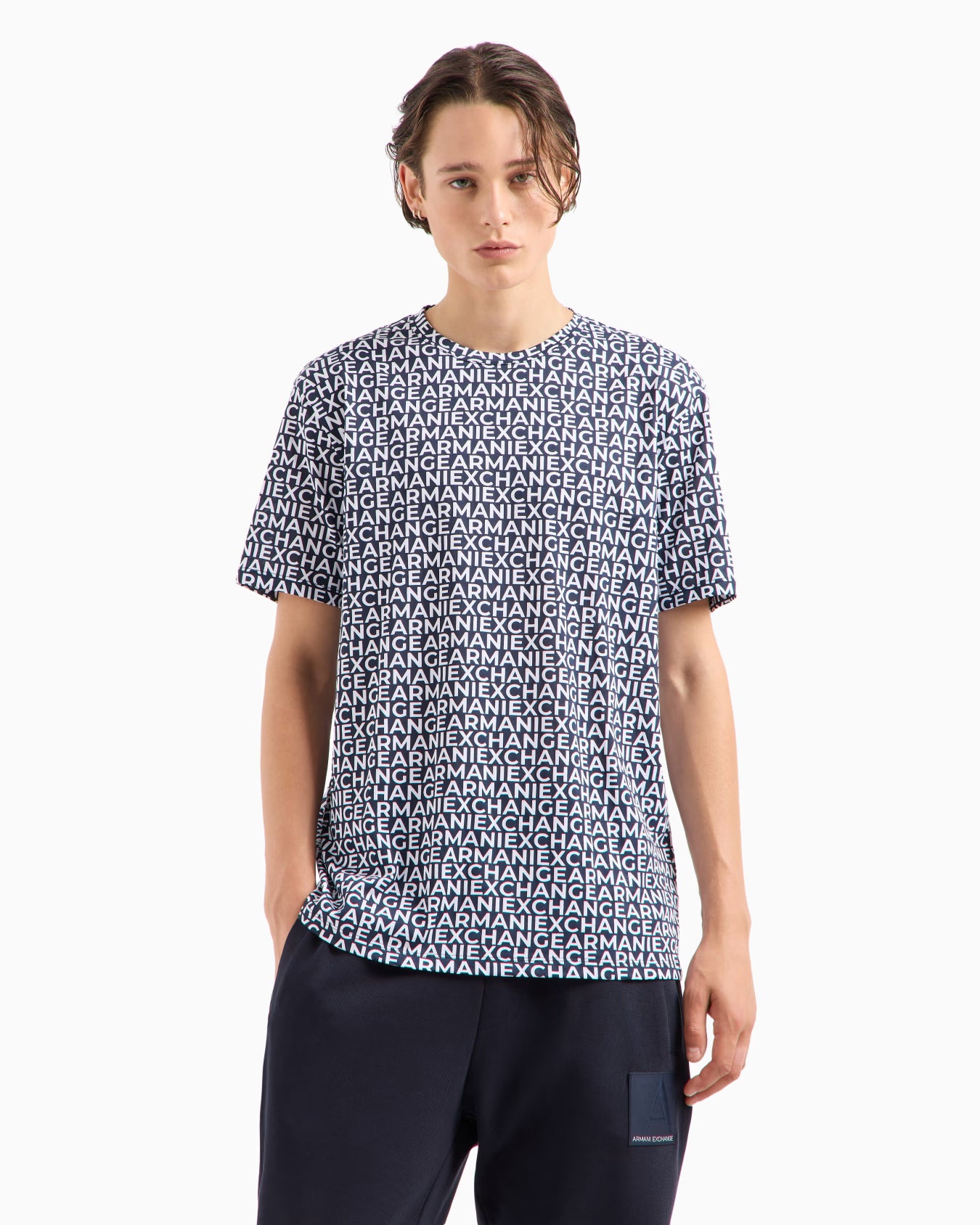 Armani Exchange Camiseta regular fit en algodón Monogram integral