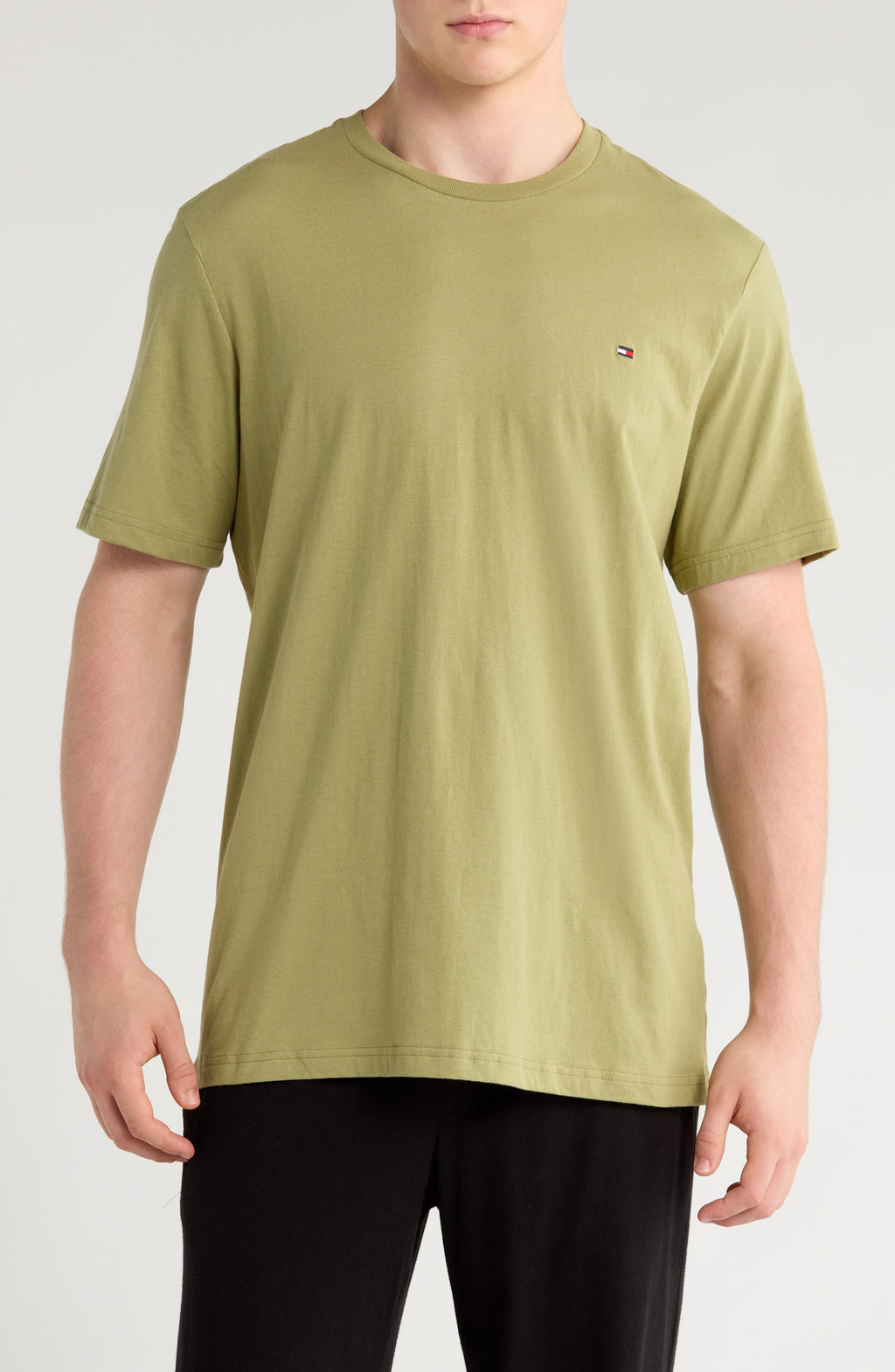 Tommy Hilfiger Camiseta juvenil de algodón con cuello redondo y bandera
