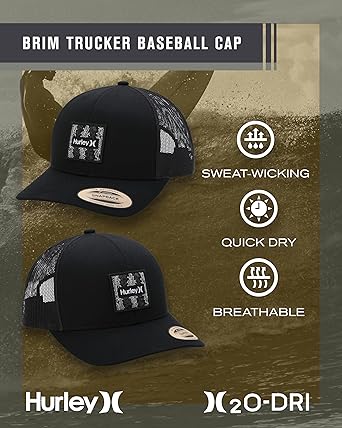 Hurley Gorras de béisbol de ala curvada para hombre con cierre trasero a presión