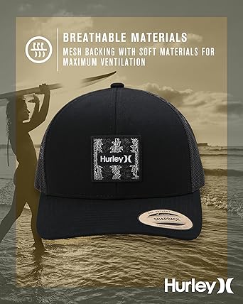 Hurley Gorras de béisbol de ala curvada para hombre con cierre trasero a presión