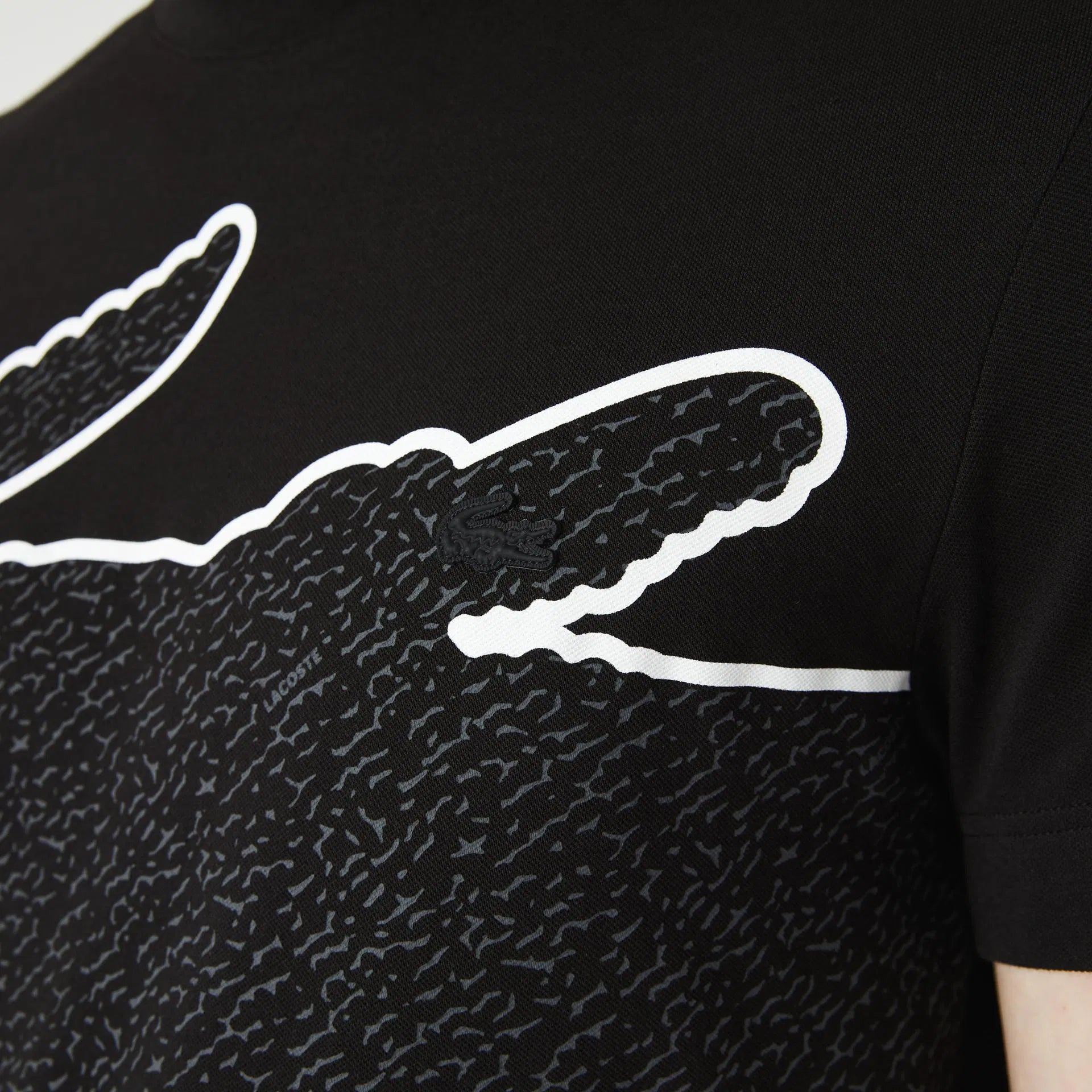 Lacoste Active Erkek Regular Fit Bisiklet Yaka Desenli Siyah T-Shirt