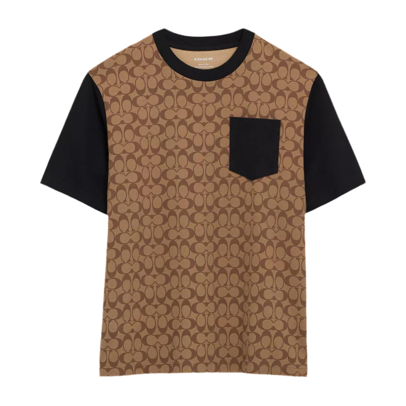 Coach Men Signature T Shirt In Organic Cotton - Khaki