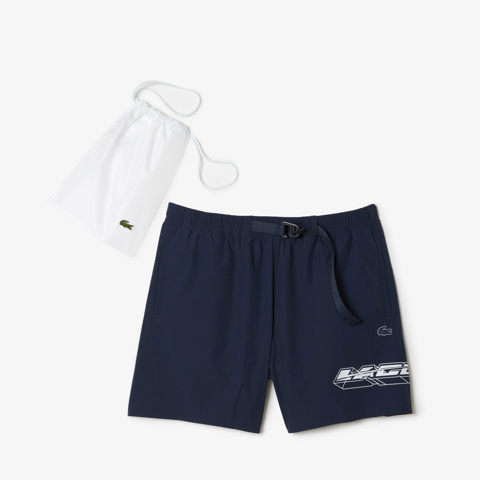 Lacoste Bañador de rayas con logotipo de secado rápido
