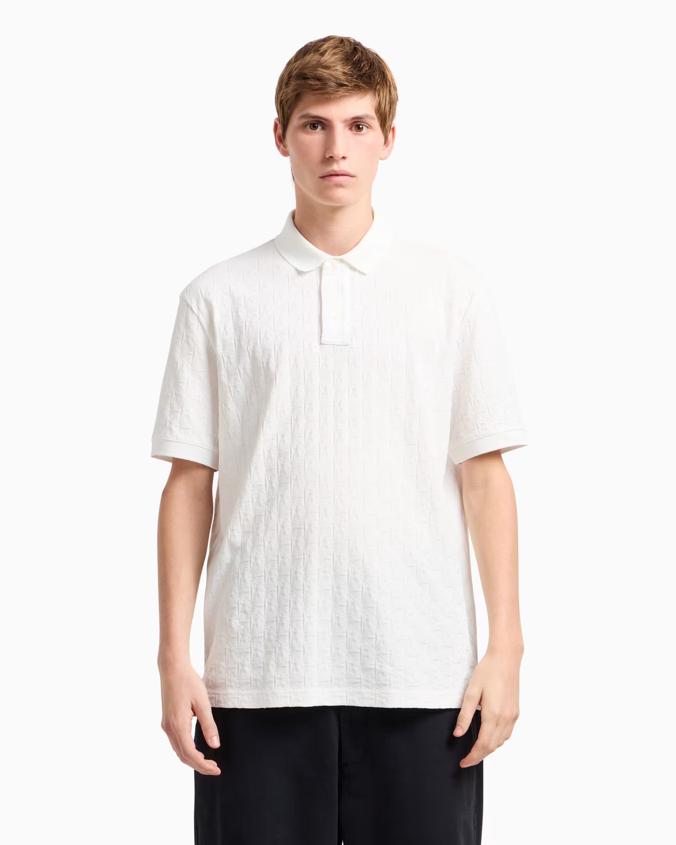 Armani Exchange Polo de corte regular con logotipo tono sobre tono por todas partes