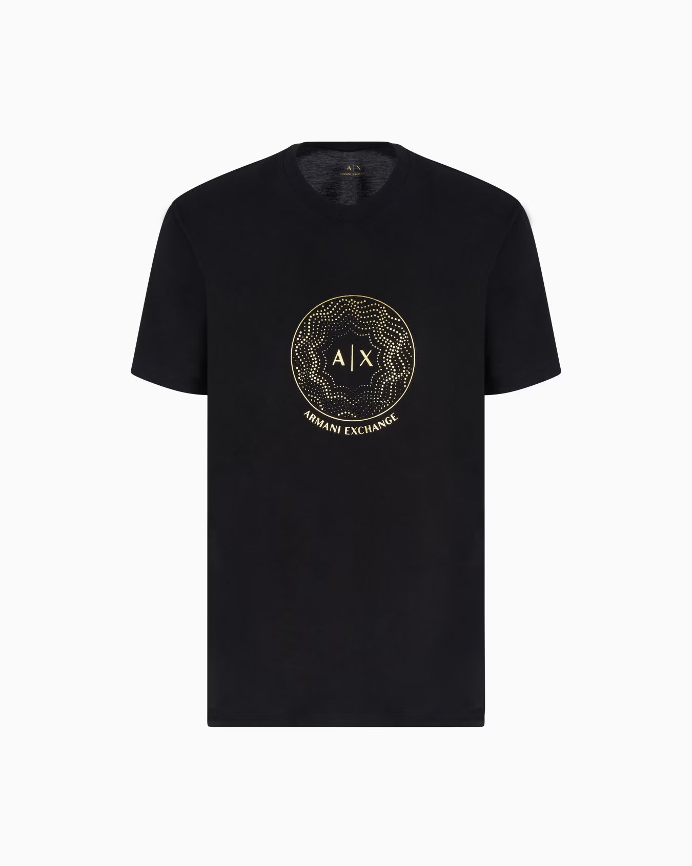 Armani Exchange Camiseta de corte regular con pedrería dorada