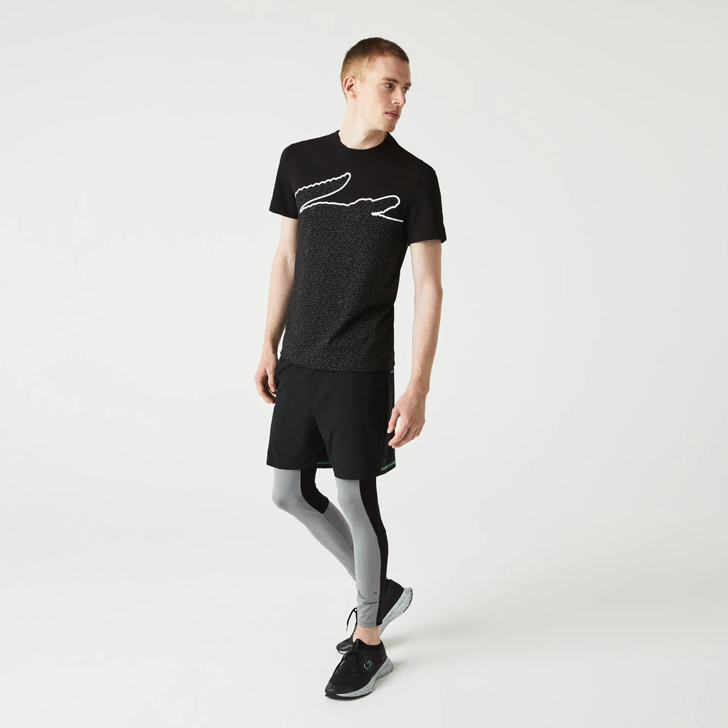 Lacoste Active Erkek Regular Fit Bisiklet Yaka Desenli Siyah T-Shirt