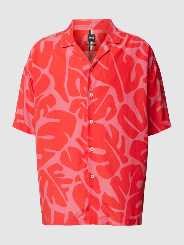 Boss Camisa casual con estampado integral en color rojo