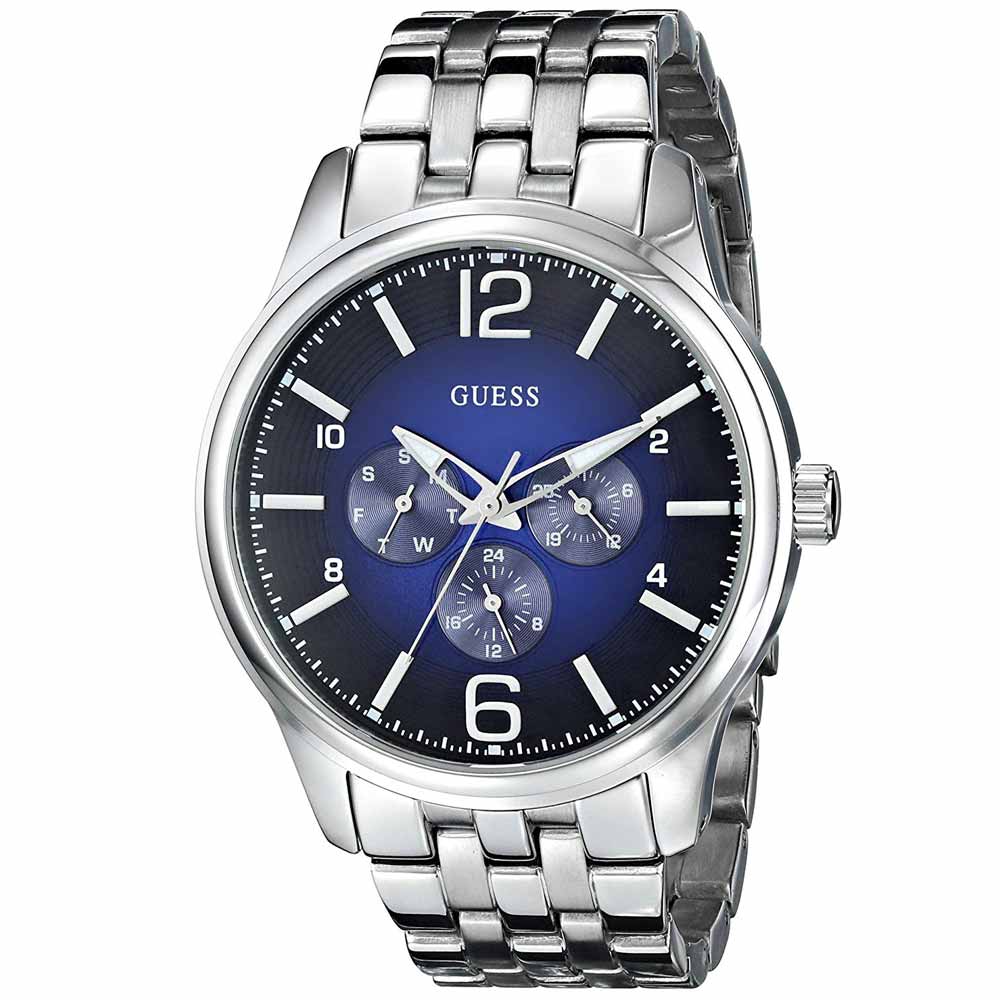 RELOJ GUESS HOMBRE ANÁLOGO U0252G2 ON TIME MULTIFUNCIONAL DIAL AZUL ACERO INOXIDABLE