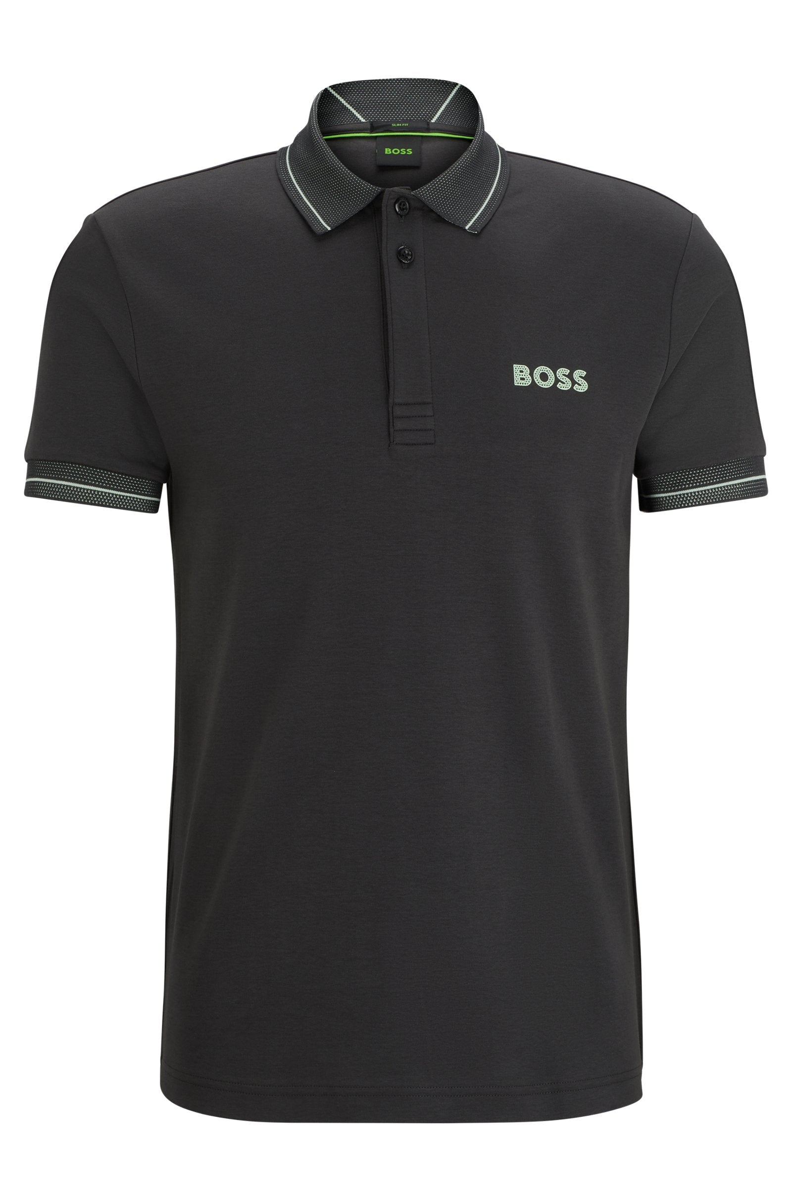 Boss Polo slim fit de algodón interlock con logo de malla