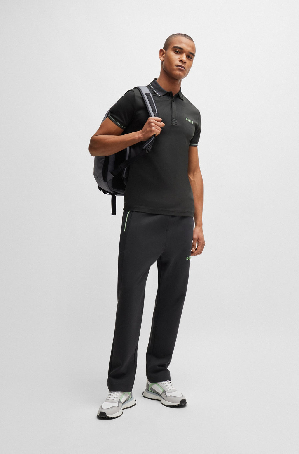 Boss Polo slim fit de algodón interlock con logo de malla