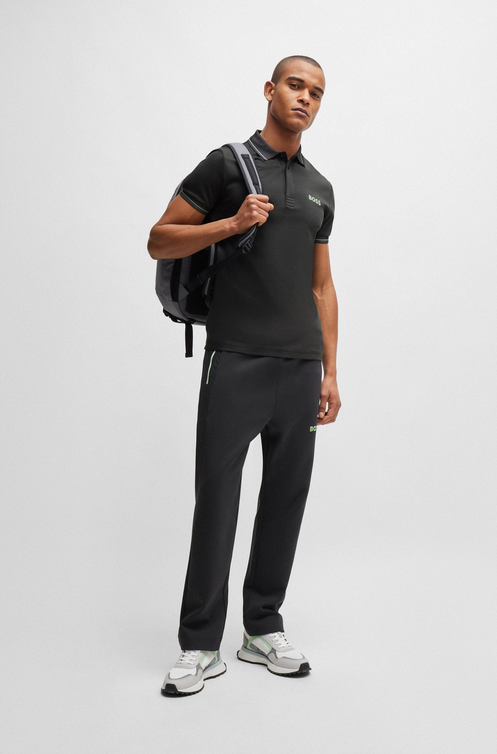 Boss Polo slim fit de algodón interlock con logo de malla