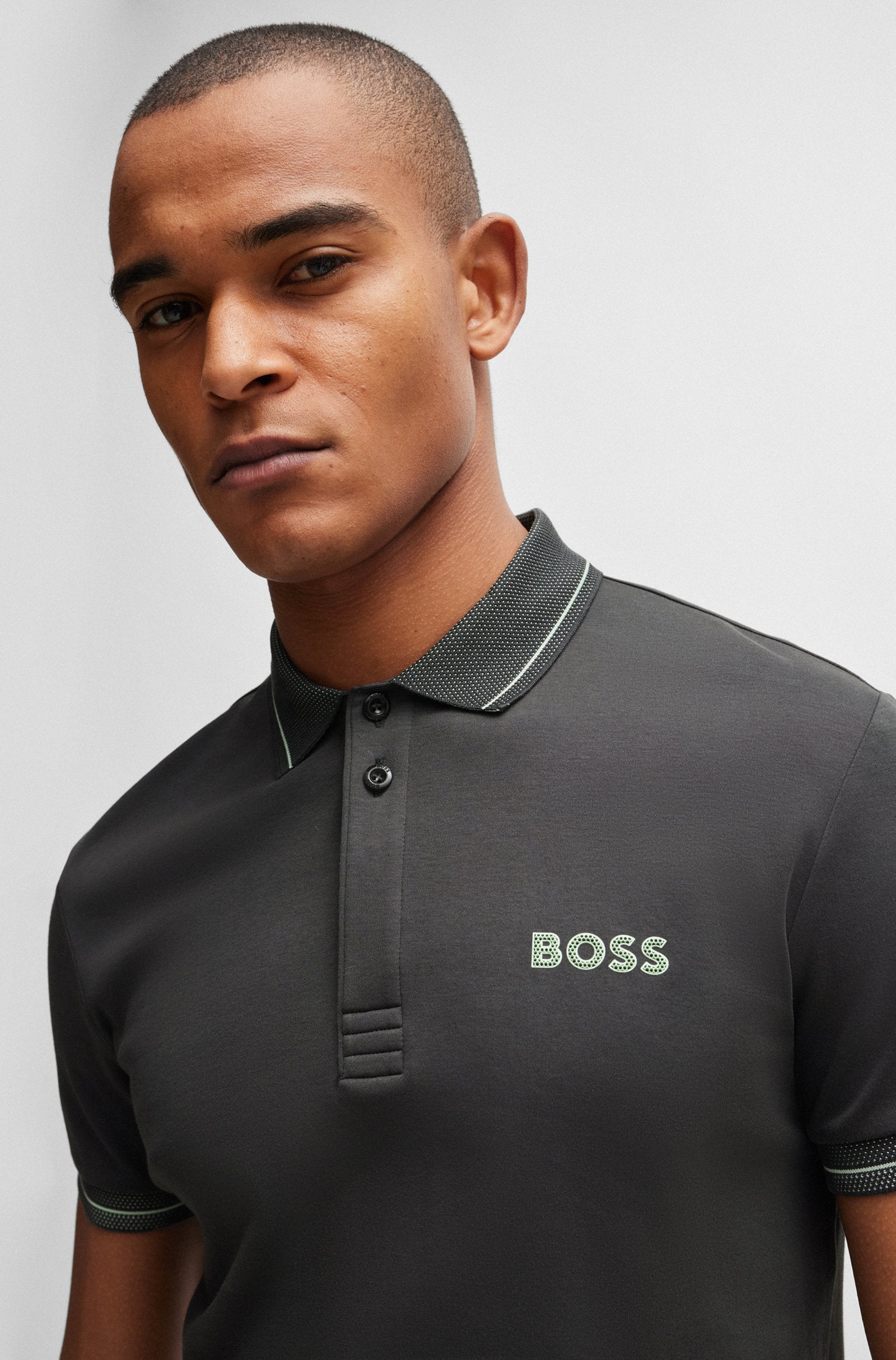 Boss Polo slim fit de algodón interlock con logo de malla