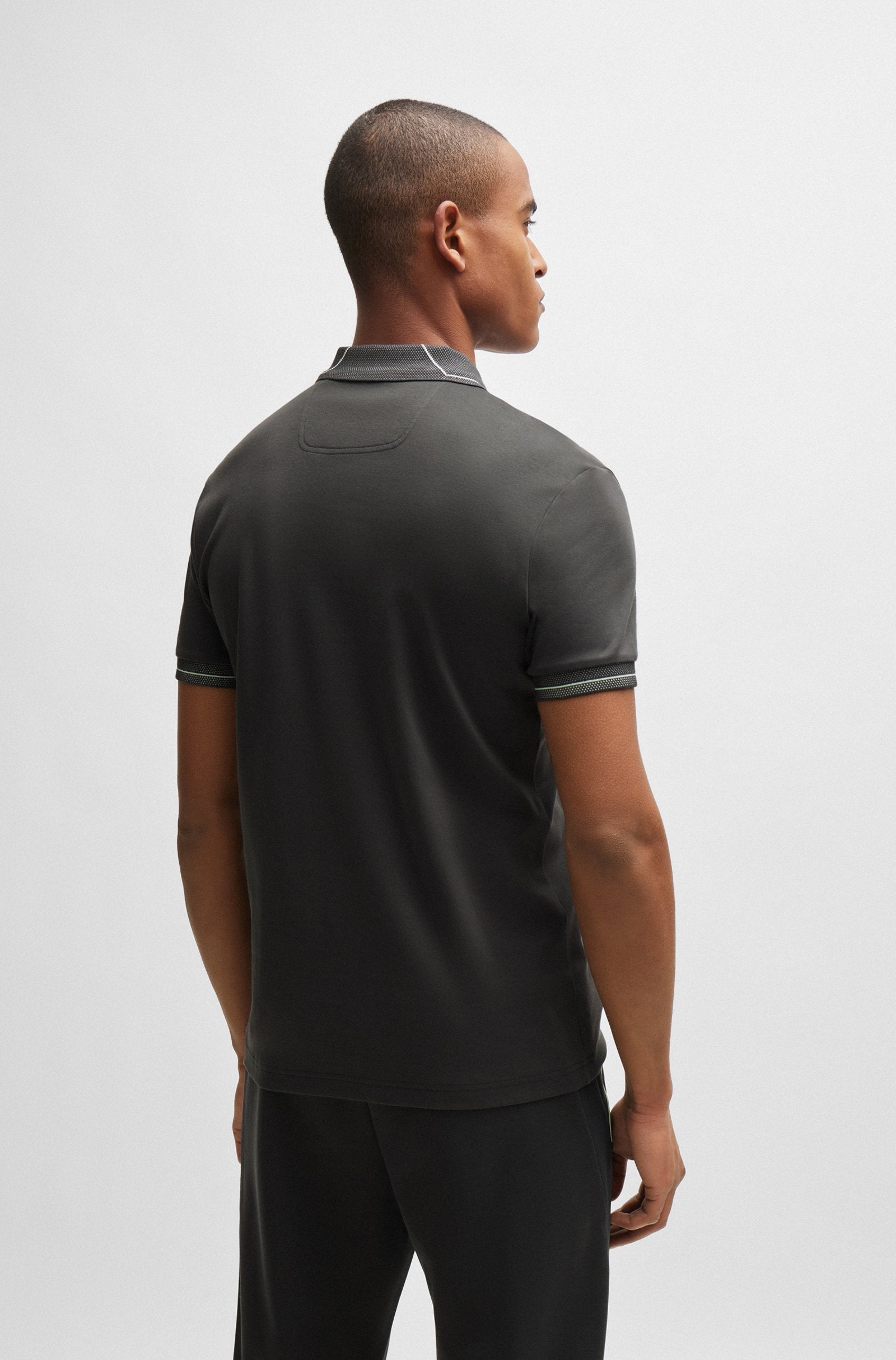 Boss Polo slim fit de algodón interlock con logo de malla