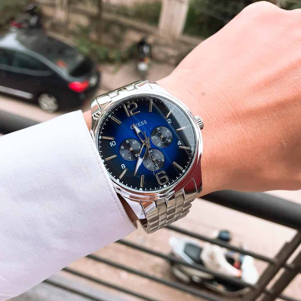 RELOJ GUESS HOMBRE ANÁLOGO U0252G2 ON TIME MULTIFUNCIONAL DIAL AZUL ACERO INOXIDABLE