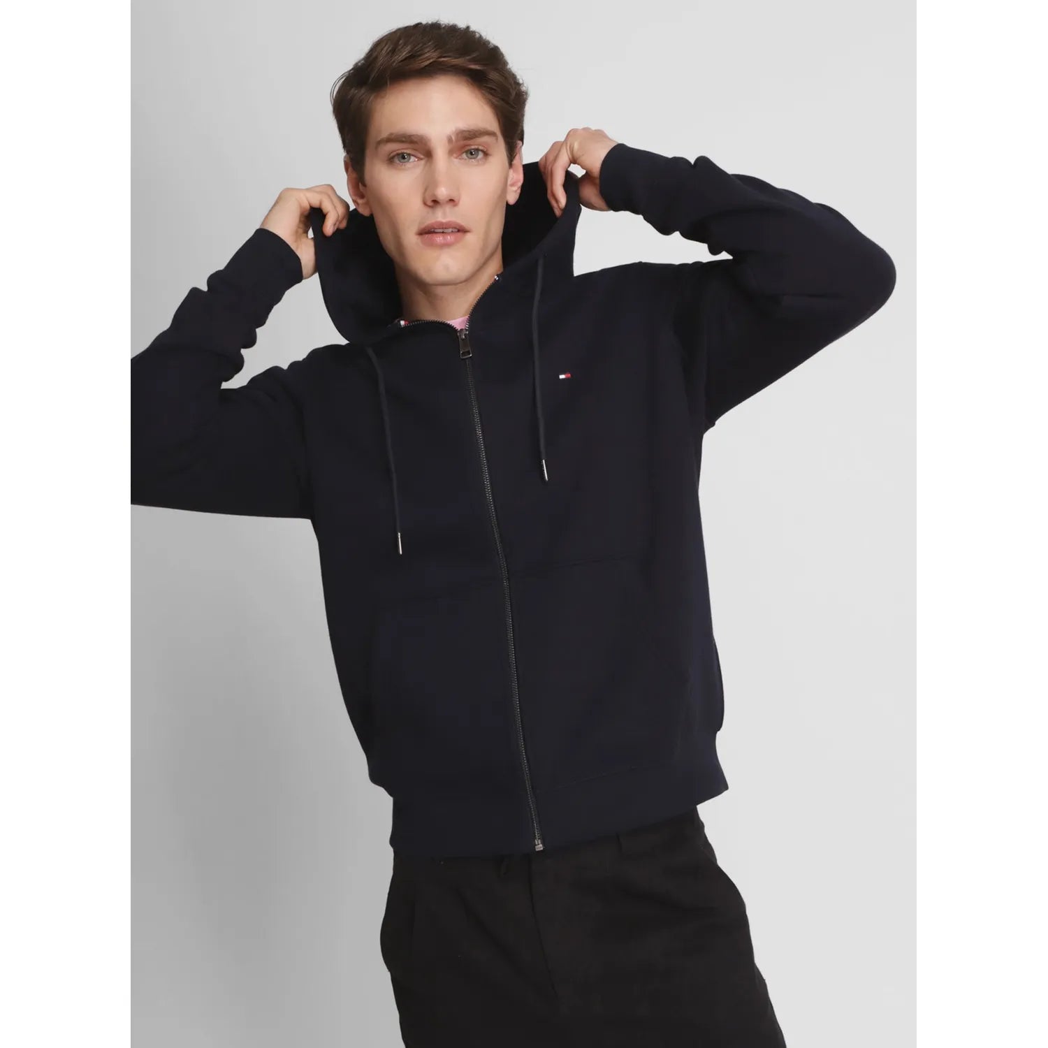 Tommy Hilfiger Polerón Hoodie Con Cierre Logo Azul